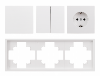 Schalter und Steckdosen Set McPower Shallow Tür 3-fach weiß, 4-teilig