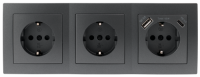 Steckdosenblock McPower Flair anthrazit, 3-fach Schutzkontakt + USB-C / USB-A