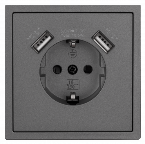 Schutzkontakt-Steckdose McPower Shallow 2x USB-A - 5V/2,1A