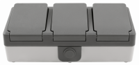 Feuchtraum Dreifach-Steckdose McPower Secure, 250V~/16A, IP44, AP, grau