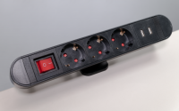 Tischsteckdose McPower SK-03S 3x Steckdose, 2x USB, inkl. Tischklemme,2m Kabel